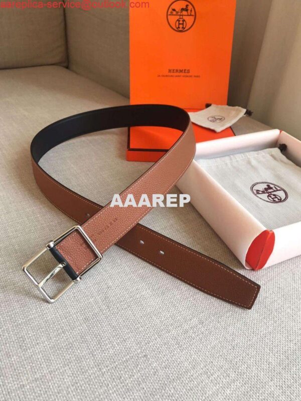 Replica Hermes Brown Saddle 38MM Reversible Belt 5