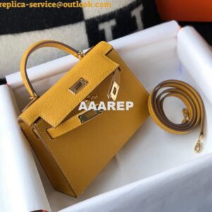 Replica Hermes Kelly Bag Hermes 19CM Epsom Shoulder Mini Bag Yellow 20463 2