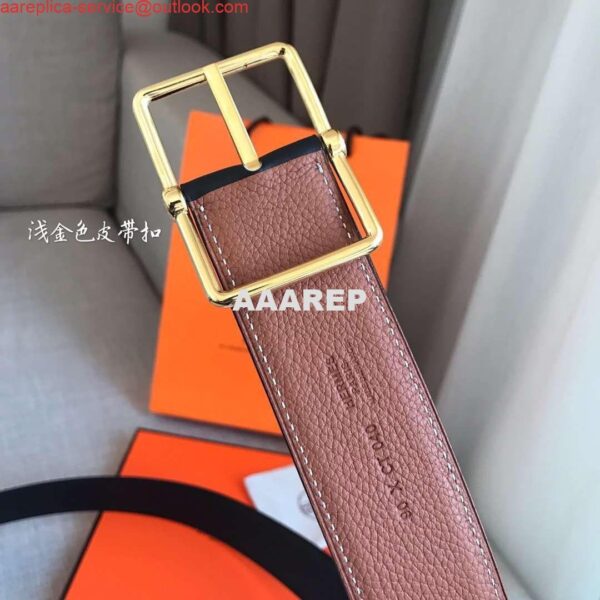 Replica Hermes Brown Saddle 38MM Reversible Belt 10