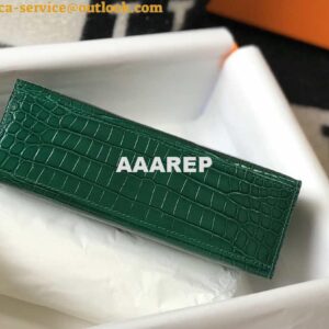 Replica Hermes Mini Kelly Pouchette Crocodile Leather H230238 Green 2