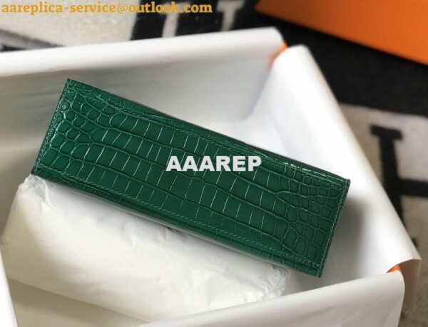 Replica Hermes Mini Kelly Pouchette Crocodile Leather H230238 Green 2