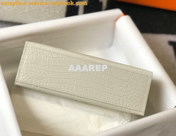 Replica Hermes Mini Kelly Pouchette Crocodile Leather H230239 White 2