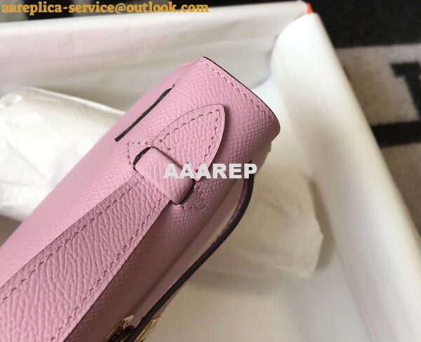 Replica Hermes Mini Kelly Pouchette Epsom Leather H230226 Pink 5