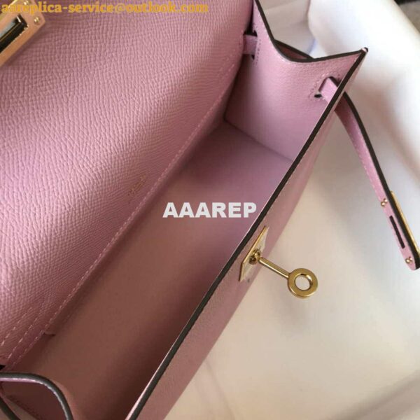 Replica Hermes Mini Kelly Pouchette Epsom Leather H230226 Pink 8