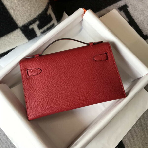 Replica Hermes Mini Kelly Pouchette Epsom Leather H230227 Red 3