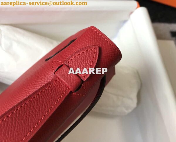 Replica Hermes Mini Kelly Pouchette Epsom Leather H230227 Red 3