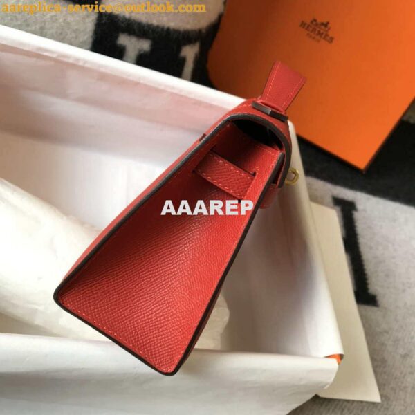 Replica Hermes Mini Kelly Pouchette Epsom Leather H230227 Red 4