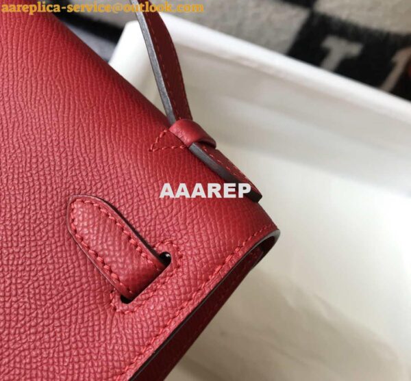 Replica Hermes Mini Kelly Pouchette Epsom Leather H230227 Red 5