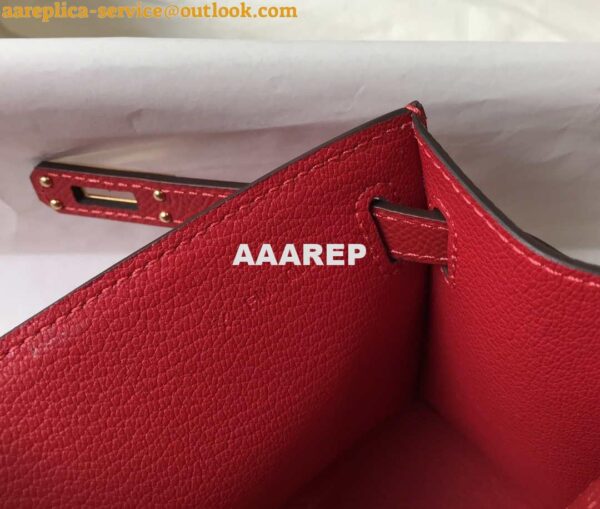 Replica Hermes Mini Kelly Pouchette Epsom Leather H230227 Red 6