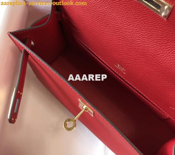 Replica Hermes Mini Kelly Pouchette Epsom Leather H230227 Red 8