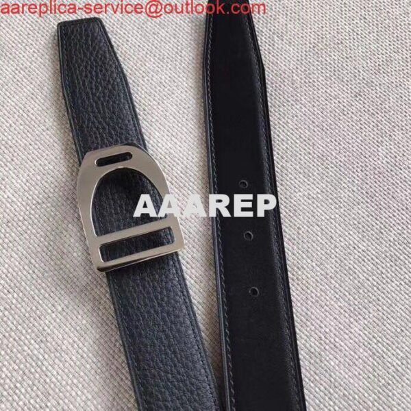 Replica Hermes Etrier Buckle Belt & Black Clemence 32 MM Strap 9