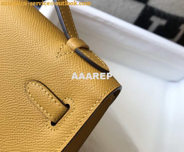 Replica Hermes Mini Kelly Pouchette Epsom Leather H230228 Yellow 6