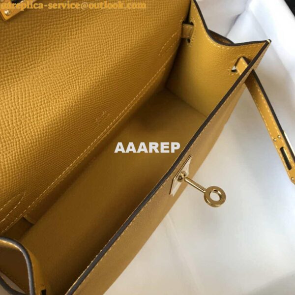 Replica Hermes Mini Kelly Pouchette Epsom Leather H230228 Yellow 10