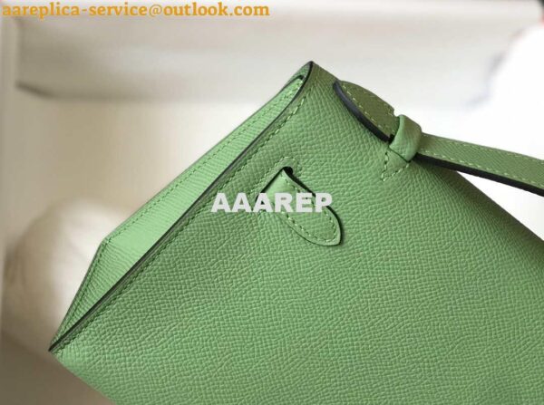 Replica Hermes Mini Kelly Pouchette Epsom Leather H230229 Green 7