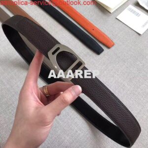 Replica Hermes Etrier Buckle Belt & Chocolate Clemence 32 MM Strap 2