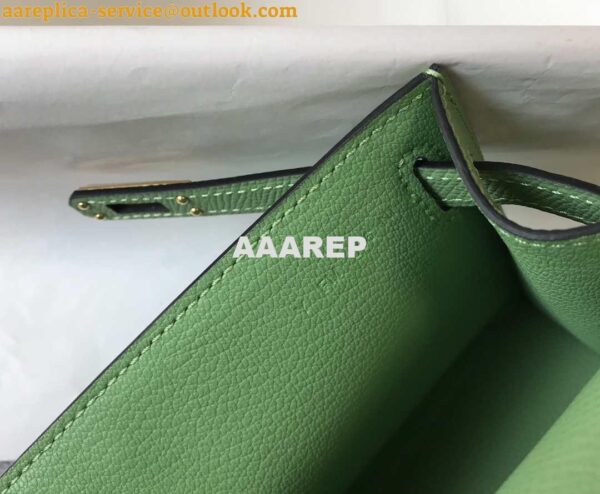 Replica Hermes Mini Kelly Pouchette Epsom Leather H230229 Green 9