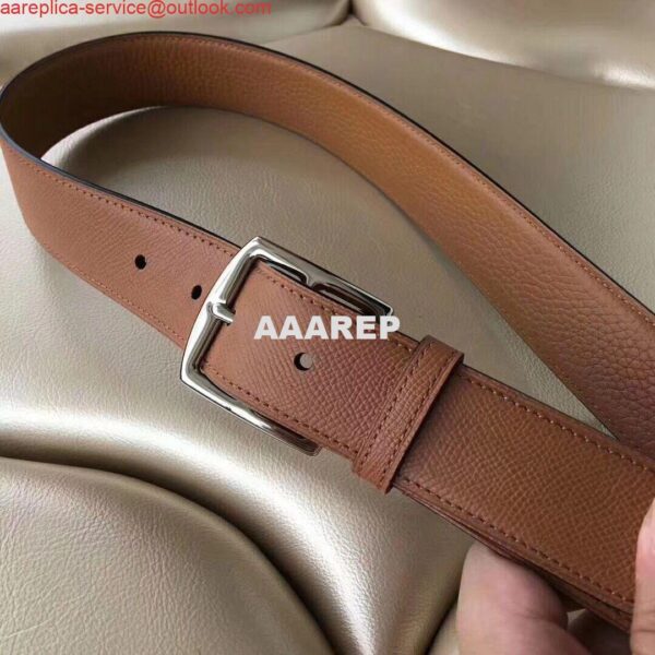 Replica Hermes Etriviere 40 Belt In Brown Epsom Leather 5