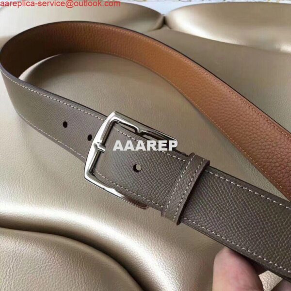 Replica Hermes Etriviere 40 Belt In Etoupe Epsom Leather 5