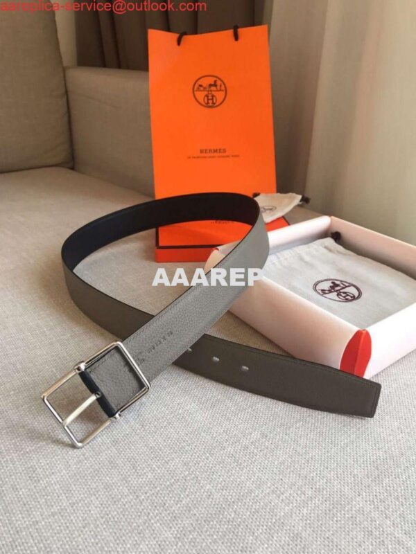 Replica Hermes Grey Saddle 38MM Reversible Belt 5