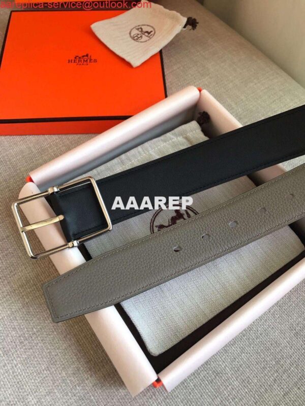 Replica Hermes Grey Saddle 38MM Reversible Belt 7