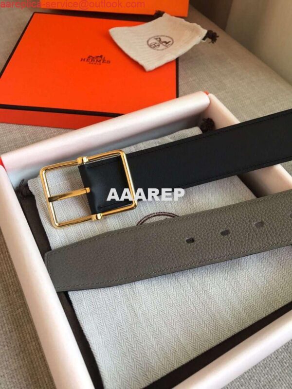 Replica Hermes Grey Saddle 38MM Reversible Belt 8