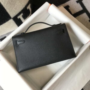 Replica Hermes Mini Kelly Pouchette Epsom Leather H230241 Black Gold