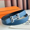 Replica Hermes H au Carre Reversible Belt 32MM in Blue and Black Epsom Leather