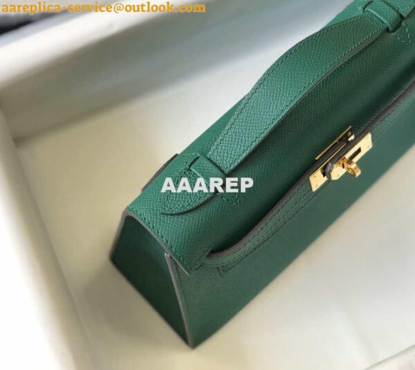 Replica Hermes Mini Kelly Pouchette Epsom Leather H230242 Green 6