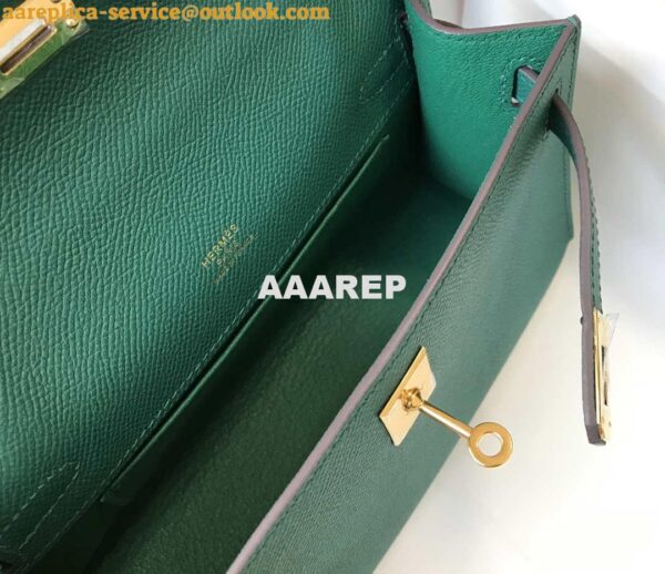 Replica Hermes Mini Kelly Pouchette Epsom Leather H230242 Green 10