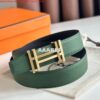 Replica Hermes H au Carre Reversible Belt 32MM in Chocolate Clemence Leather