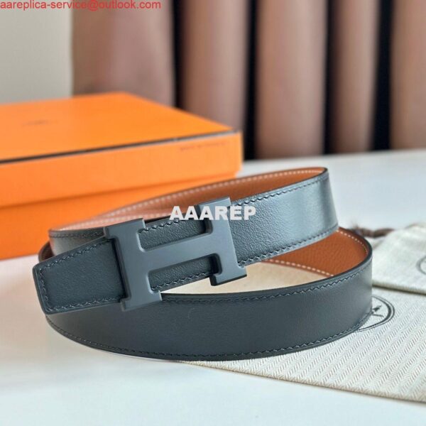 Replica Hermes H Reversible 32MM Belt with Matte Buckle in Gold Clemence Leather 3