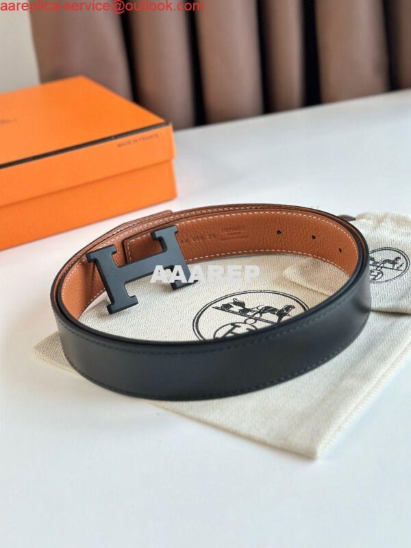 Replica Hermes H Reversible 32MM Belt with Matte Buckle in Gold Clemence Leather 7