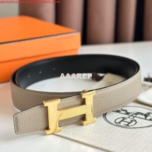 Replica Hermes H Reversible Belt 32MM in Black Clemence Leather