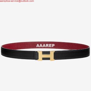 Replica Hermes Mini Constance 24mm Reversible Belt Black/Ruby