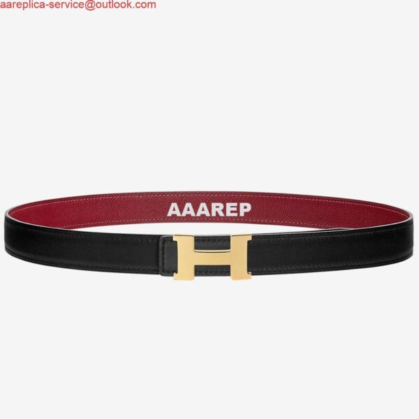 Replica Hermes Mini Constance 24mm Reversible Belt Black/Ruby 2