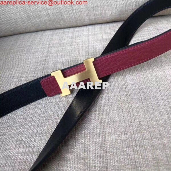 Replica Hermes Mini Constance 24mm Reversible Belt Black/Ruby 4