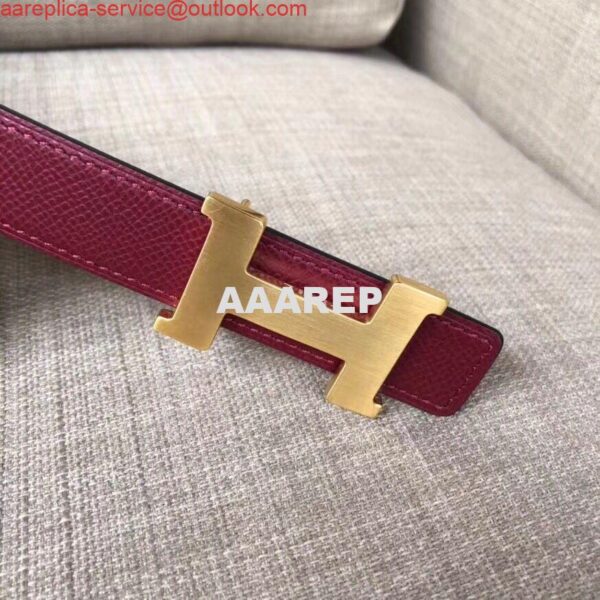 Replica Hermes Mini Constance 24mm Reversible Belt Black/Ruby 5