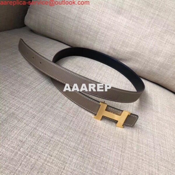 Replica Hermes Mini Constance 24mm Reversible Belt Black/Taupe 7