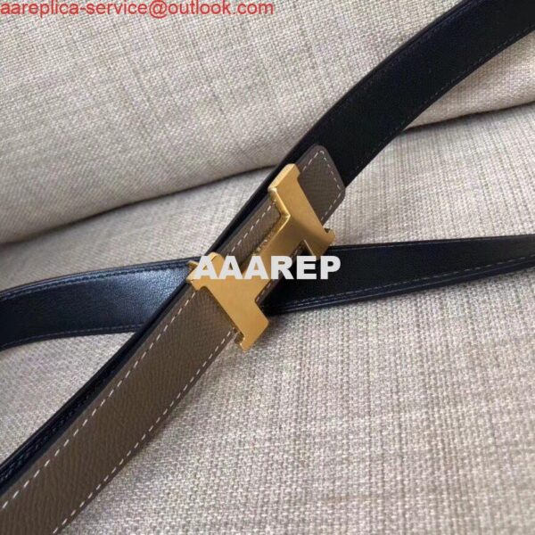 Replica Hermes Mini Constance 24mm Reversible Belt Black/Taupe 8