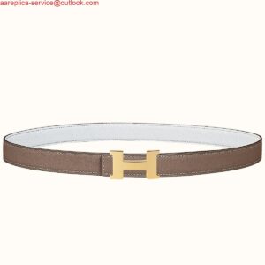 Replica Hermes Mini Constance 24mm Reversible Belt Taupe/White