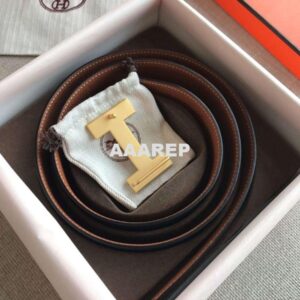 Replica Hermes Quizz 32mm Reversible Belt In Brown Clemence Leather 2