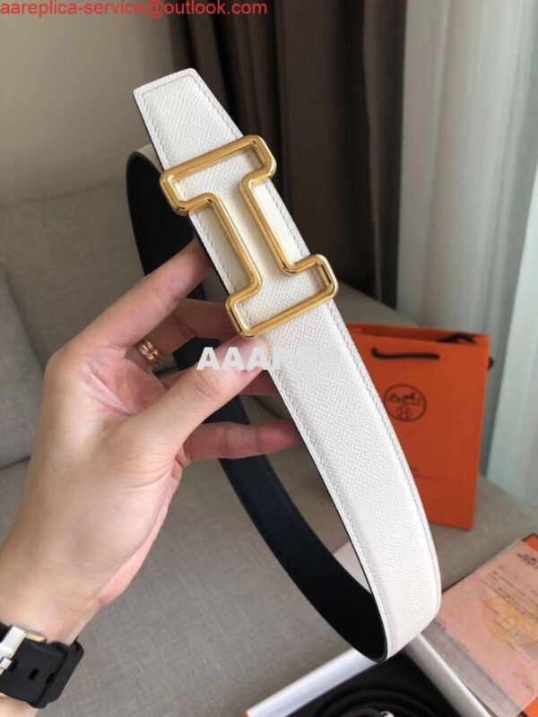 Replica Hermes Tonight 38MM Reversible Belt In Black/White Epsom Leather 5