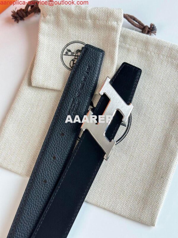 Replica Hermes H Speed Reversible Belt 32MM in Black Clemence Leather 6