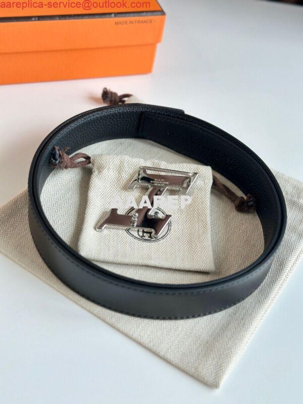 Replica Hermes H Speed Reversible Belt 32MM in Black Clemence Leather 8