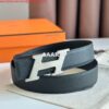 Replica Hermes H Speed Reversible Belt 32MM in Blue and Green Epsom Calfskin 2