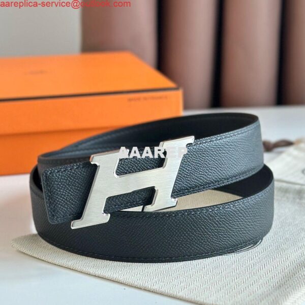 Replica Hermes H Speed Reversible Belt 32MM in Black Epsom Calfskin 3