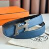 Replica Hermes H Speed Reversible Belt 32MM in Blue Saphir Epsom Calfskin 2