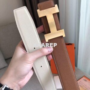 Replica Hermes Constance 2 Belt Buckle & Brown/White Epsom 42MM Strap 2