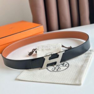 Replica Hermes H Speed Reversible Belt 32MM in Gold Clemence Leather 2