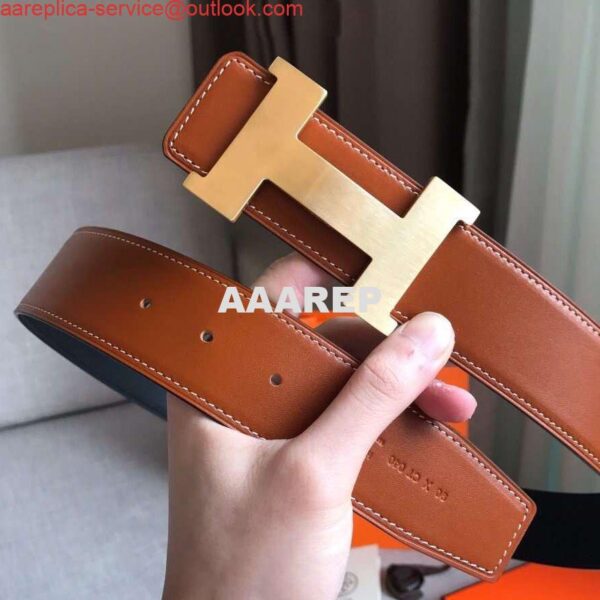 Replica Hermes Constance 2 Belt Buckle & Gold/Noir Swift 42MM Strap 3